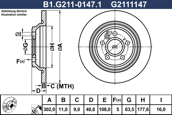Disque de frein GALFER B1.G211-0147.1