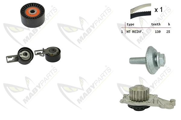 Pompe à eau + kit de courroie crantée MABYPARTS OBKWP0139