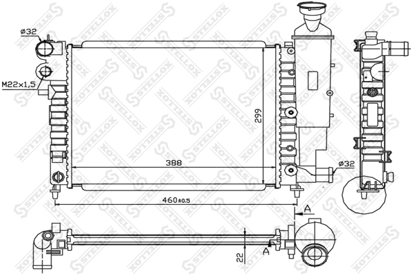 Radiateur, refroidissement du moteur STELLOX 10-26098-SX