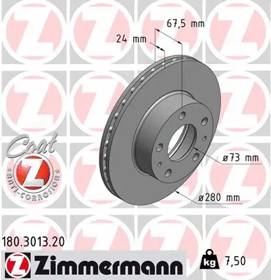 Disque de frein ZIMMERMANN 180.3013.20