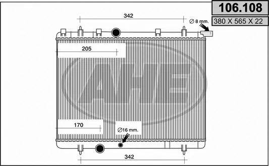 Radiateur, refroidissement du moteur AHE 106.108