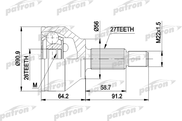 Jeu de joints, arbre de transmission PATRON PCV1417