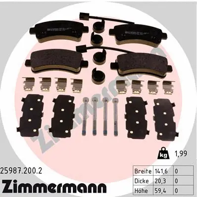 Kit de plaquettes de frein, frein à disque ZIMMERMANN 25987.200.2