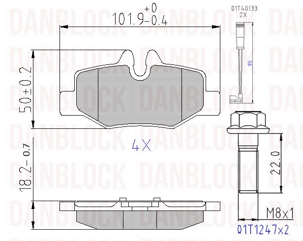 Kit de plaquettes de frein, frein à disque DANBLOCK DB 510742