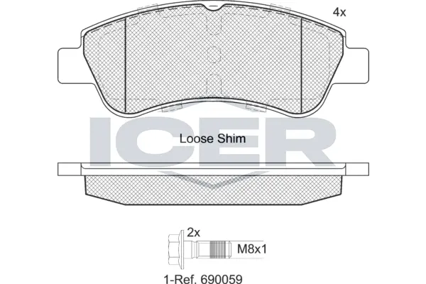 Kit de plaquettes de frein, frein à disque ICER 181388-402