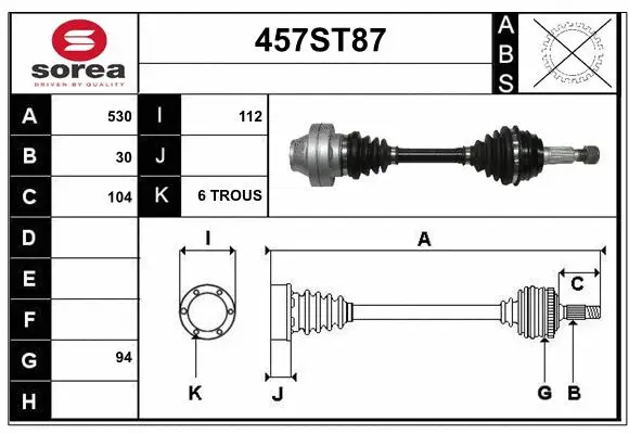 Arbre de transmission STARTCAR 457ST87