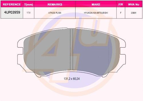 Kit de plaquettes de frein, frein à disque 4u 4UP03959