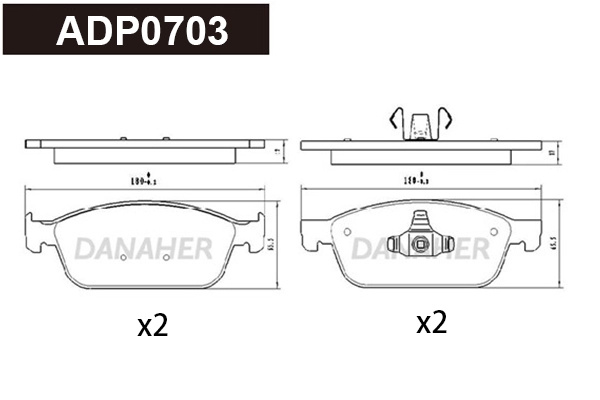 Kit de plaquettes de frein, frein à disque DANAHER ADP0703