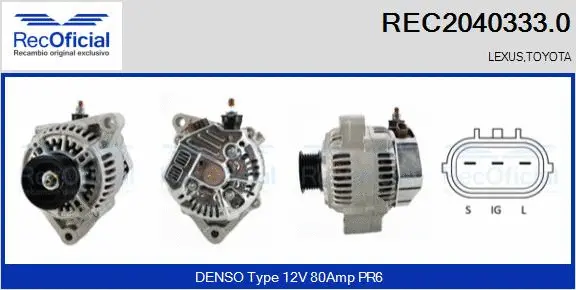 Alternateur RECOFICIAL REC2040333.0