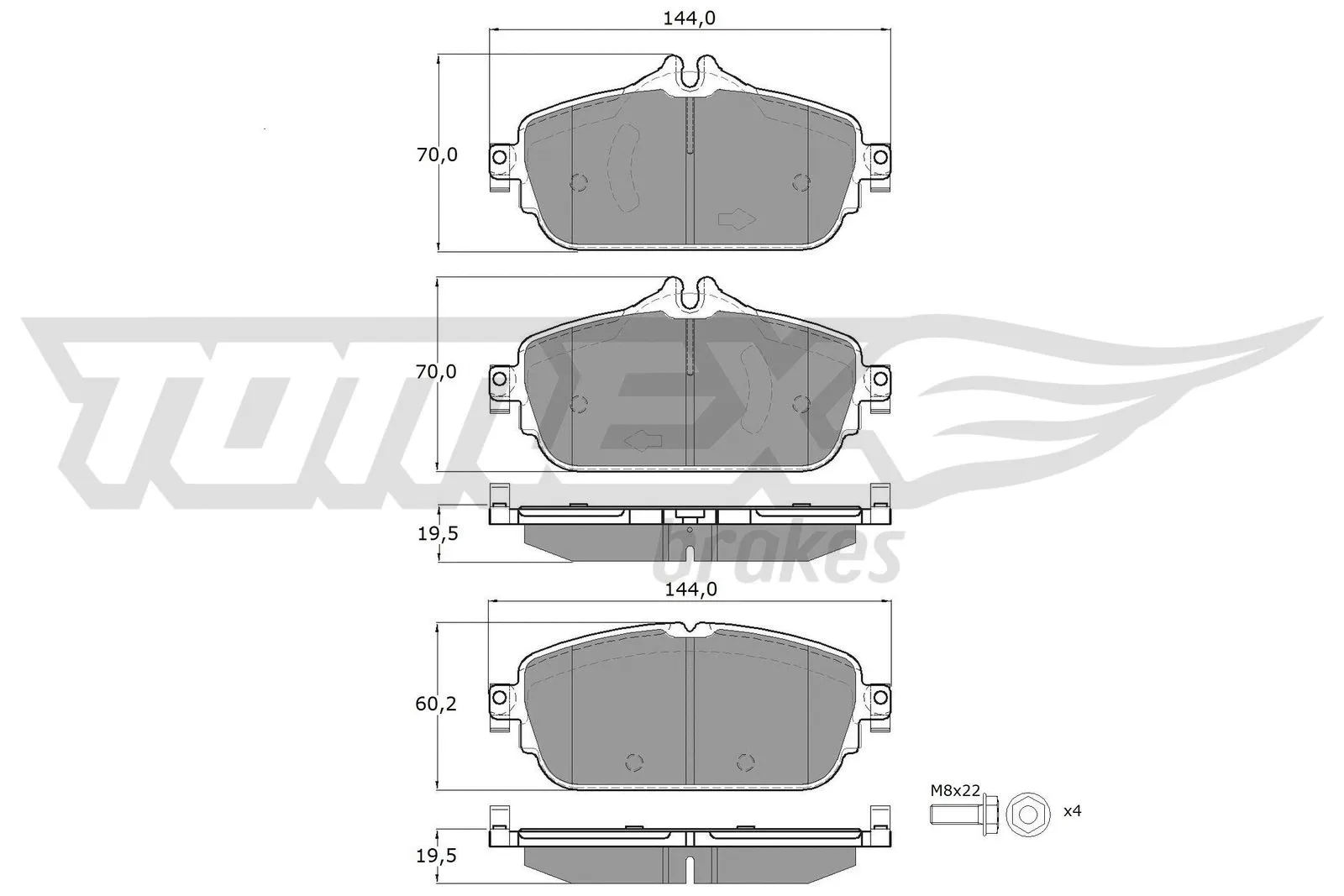 Kit de plaquettes de frein, frein à disque TOMEX Brakes TX 18-74