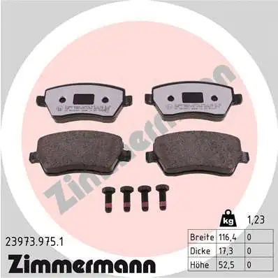 Kit de plaquettes de frein, frein à disque ZIMMERMANN 23973.975.1