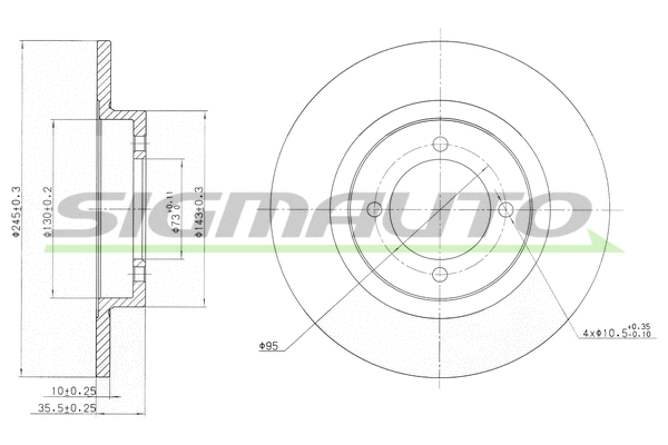 Disque de frein SIGMAUTO DBA378S