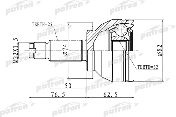 Jeu de joints, arbre de transmission PATRON PCV1106