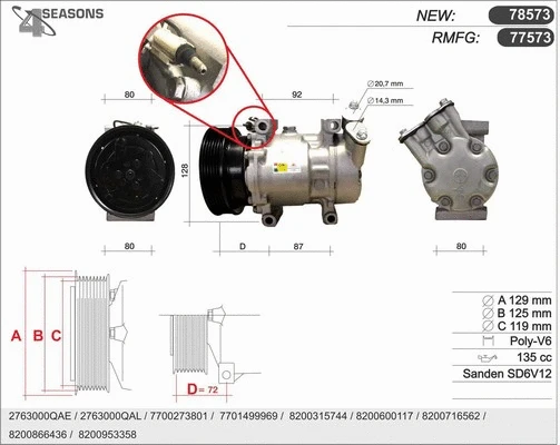 Compresseur, climatisation AHE 77573