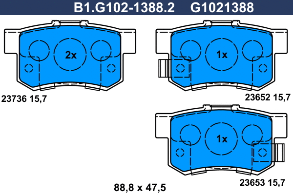 Kit de plaquettes de frein, frein à disque GALFER B1.G102-1388.2