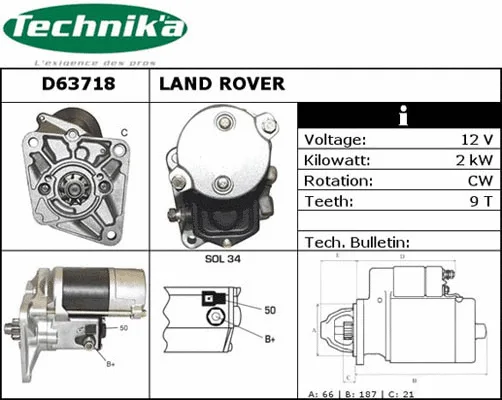 Démarreur Technika D63718