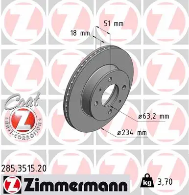 Disque de frein ZIMMERMANN 285.3515.20