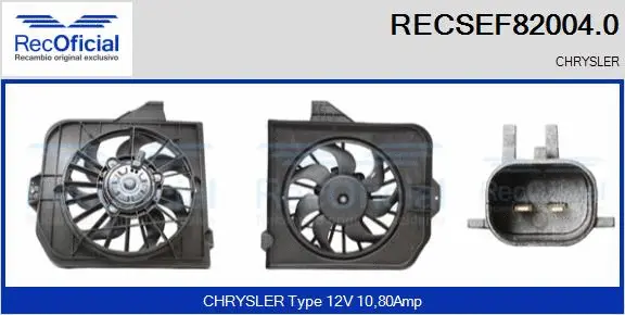 Moteur électrique, ventilateur pour radiateurs RECOFICIAL RECSEF82004.0