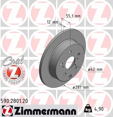 Disque de frein ZIMMERMANN 590.2801.20