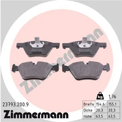 Kit de plaquettes de frein, frein à disque ZIMMERMANN 23793.200.9