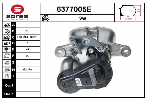 Étrier de frein STARTCAR 6377005E