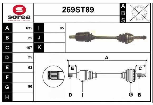 Arbre de transmission STARTCAR 269ST89