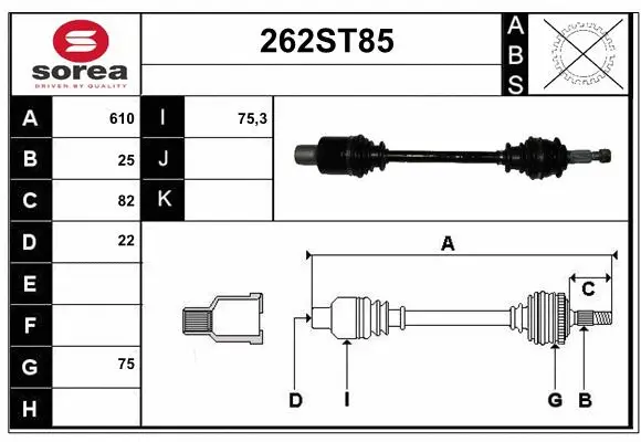 Arbre de transmission STARTCAR 262ST85