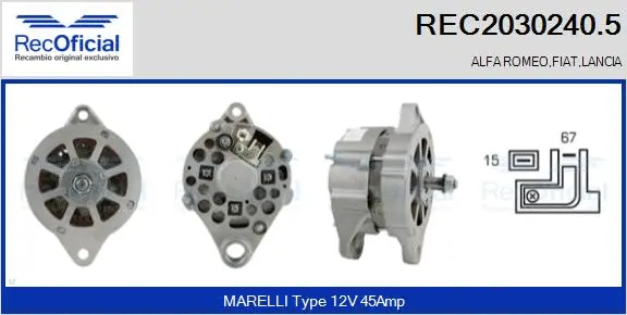 Alternateur RECOFICIAL REC2030240.5