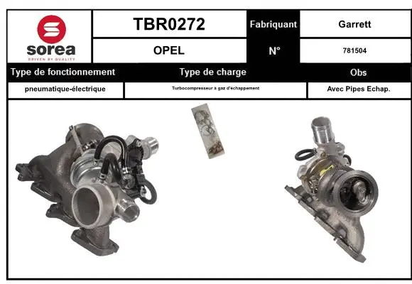 Turbocompresseur, suralimentation EAI TBR0272