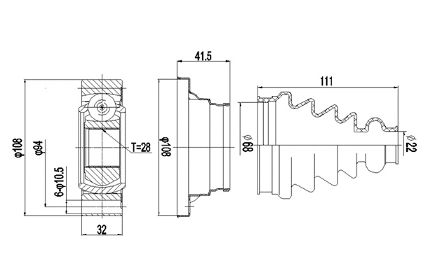 Jeu de joints, arbre de transmission DYNAMATRIX DCV648002