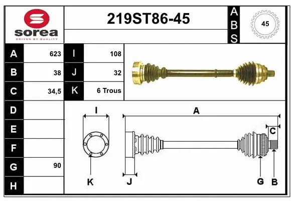 Arbre de transmission STARTCAR 219ST86-45