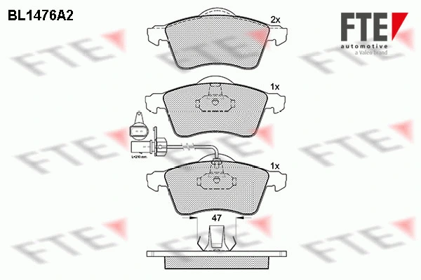 Kit de plaquettes de frein, frein à disque FTE 9010206