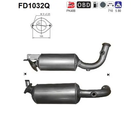 Filtre à particules / à suie, échappement AS FD1032Q