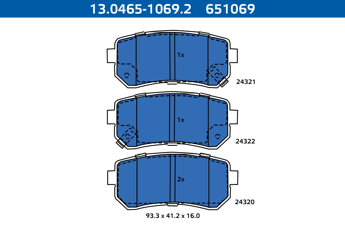 Kit de plaquettes de frein, frein à disque ATE-APAC 13.0465-1069.2