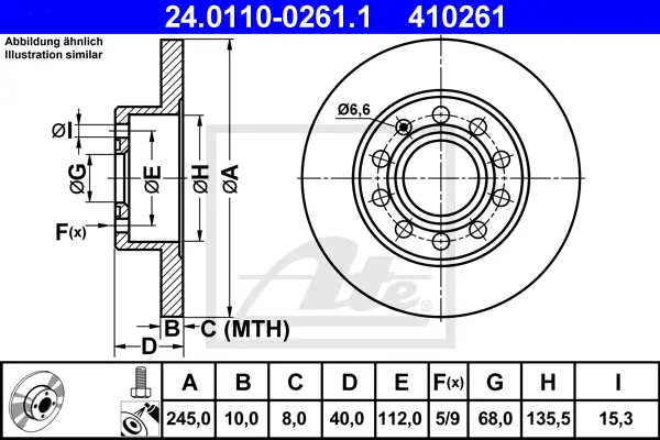 Disque de frein ATE-APAC 24.0110-0261.1