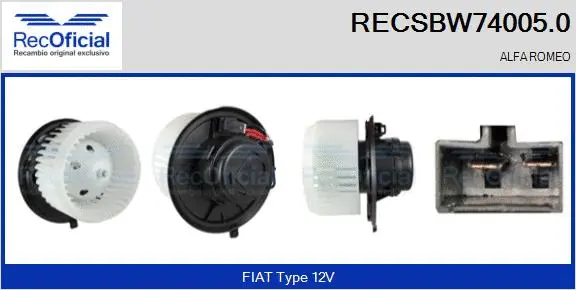 Pulseur d'air habitacle RECOFICIAL RECSBW74005.0