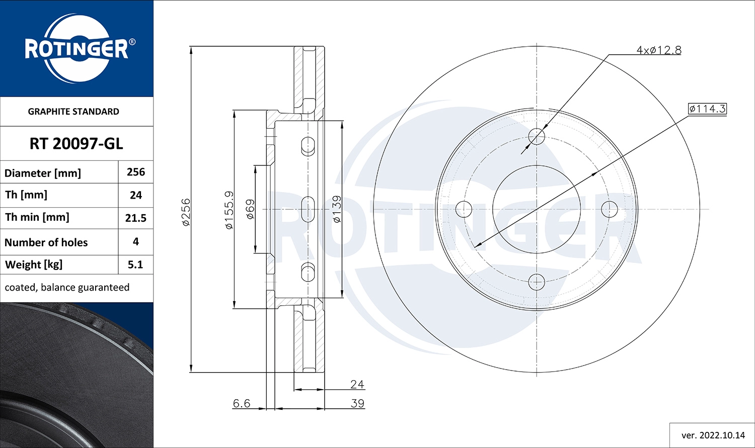 Disque de frein ROTINGER RT 20097-GL