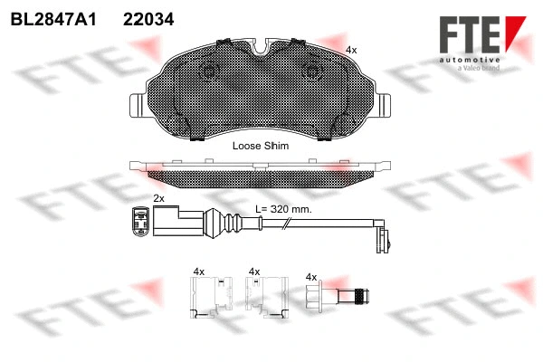 Kit de plaquettes de frein, frein à disque FTE 9011023