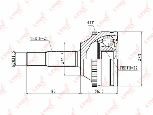 Jeu de joints, arbre de transmission LYNXAUTO CO-6318A