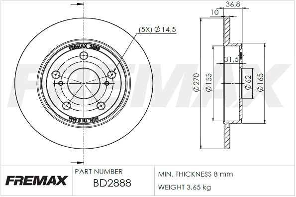 Disque de frein FREMAX BD-2888