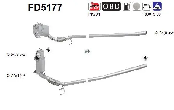 Filtre à particules / à suie, échappement AS FD5177