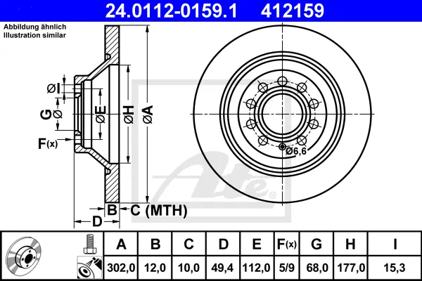 Disque de frein ATE-APAC 24.0112-0159.1