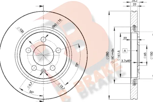 Disque de frein R BRAKE 78RBD25031