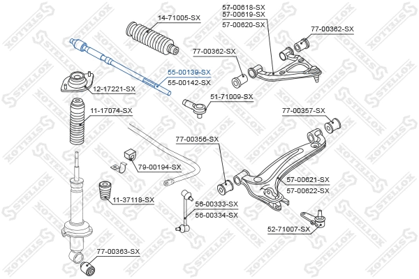 Rotule de direction intérieure, barre de connexion STELLOX 55-00139-SX