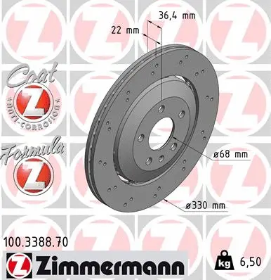 Disque de frein ZIMMERMANN 100.3388.70