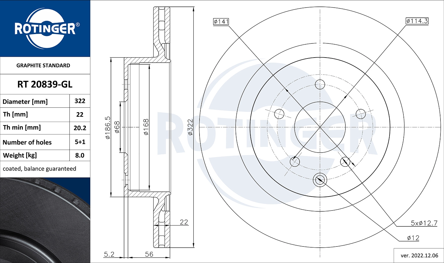 Disque de frein ROTINGER RT 20839-GL