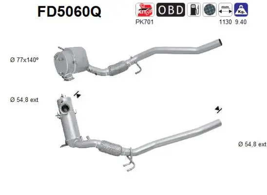Filtre à particules / à suie, échappement AS FD5060Q