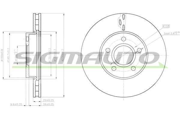 Disque de frein SIGMAUTO DBC062V