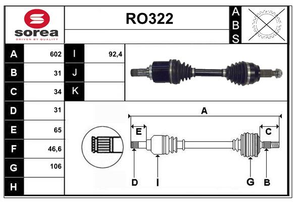 Arbre de transmission SERA RO322