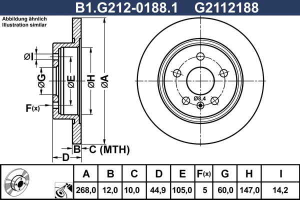 Disque de frein GALFER B1.G212-0188.1